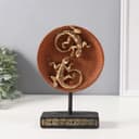 Фигурка полистоун «Две ящерицы на плетёном круге», золото, 5×12×20.5 см