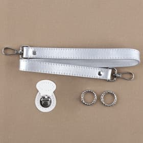 Набор для создания сумки, 4 предмета, кольцо-карабин - 2 шт., ручка, застёжка, белый, серебряный