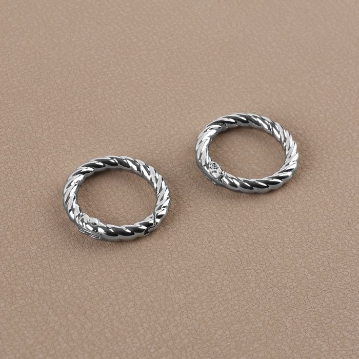 Набор для создания сумки, 4 предмета, кольцо-карабин - 2 шт., ручка, застёжка, белый, серебряный