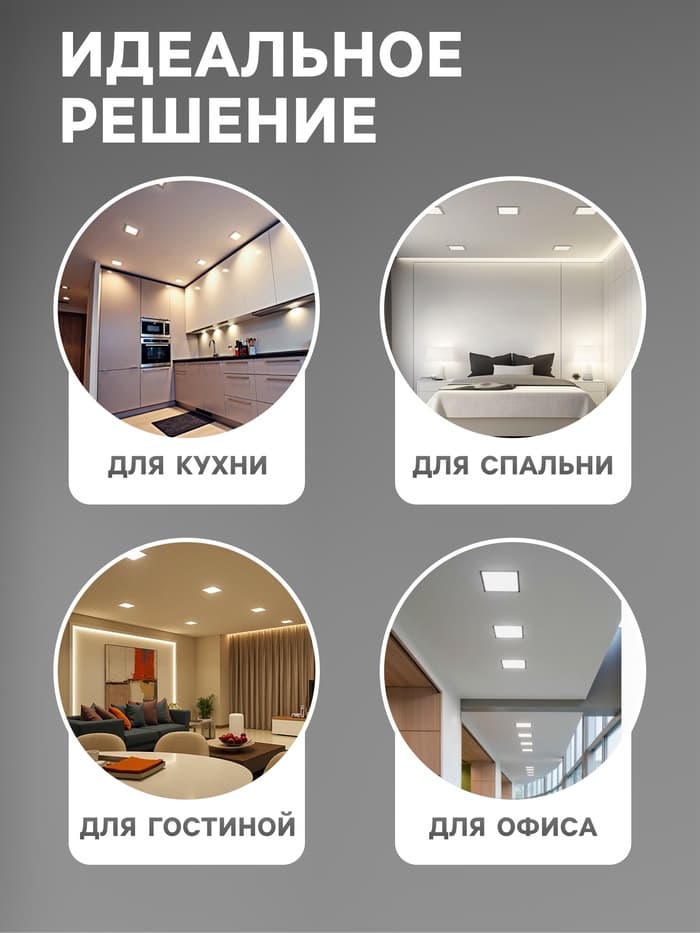 Светильник встраиваемый «Даунлайт», светодиодный, 18 Вт, 4000K, 1710 Лм, 220 В, 176×28 мм, квадратный, белый