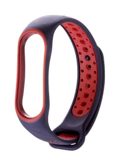 Ремешок для фитнес-браслета Mi Band 5/6/7 Luazon, с перфорацией, чёрный, красный