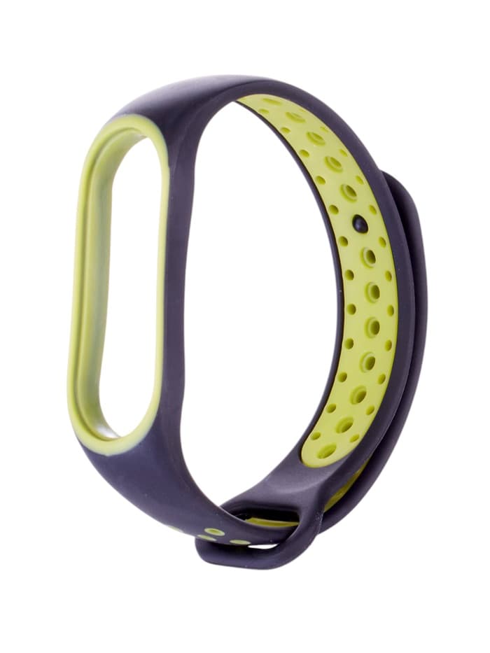 Ремешок для фитнес-браслета Mi Band 5/6/7 Luazon, с перфорацией, чёрный, зелёный