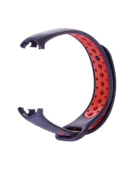 Ремешок для фитнес-браслета Mi Band 8/9 Luazon, с перфорацией, чёрный, красный