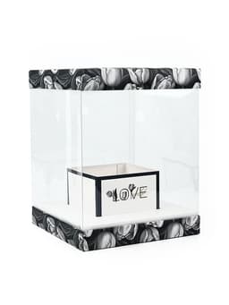 Коробка для цветов с вазой и пластиковыми окнами складная «Чёрно-белая эстетика», 23×30×23 см
