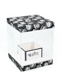 Коробка для цветов с вазой и пластиковыми окнами складная «Чёрно-белая эстетика», 23×30×23 см