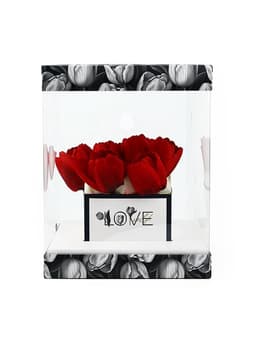Коробка для цветов с вазой и пластиковыми окнами складная «Чёрно-белая эстетика», 23×30×23 см
