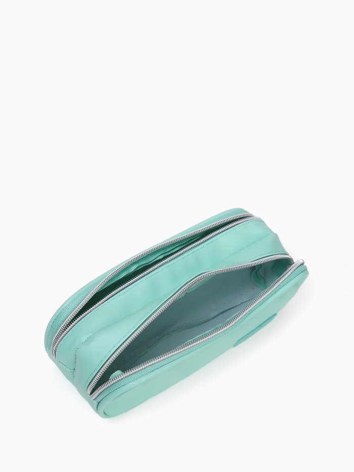 Косметичка - пенал на молнии с двумя отделами, зелёная