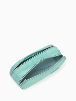 Косметичка - пенал на молнии с двумя отделами, зелёная