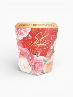 Печенье с предсказанием в коробке «8 марта. Розы», 1 шт.