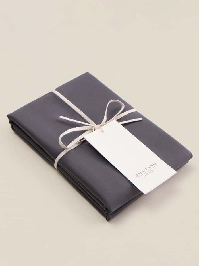 Наволочка SL Home Graphite 300ТС, 70×70+3 см, сатин, хлопок 100%, графитовая