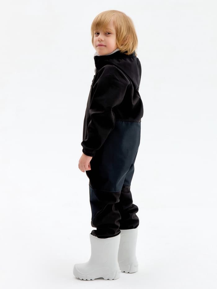 Комбинезон демисезонный для мальчиков MINAKU из Softshell на флисе, непромокаемый, чёрный, рост 116 см