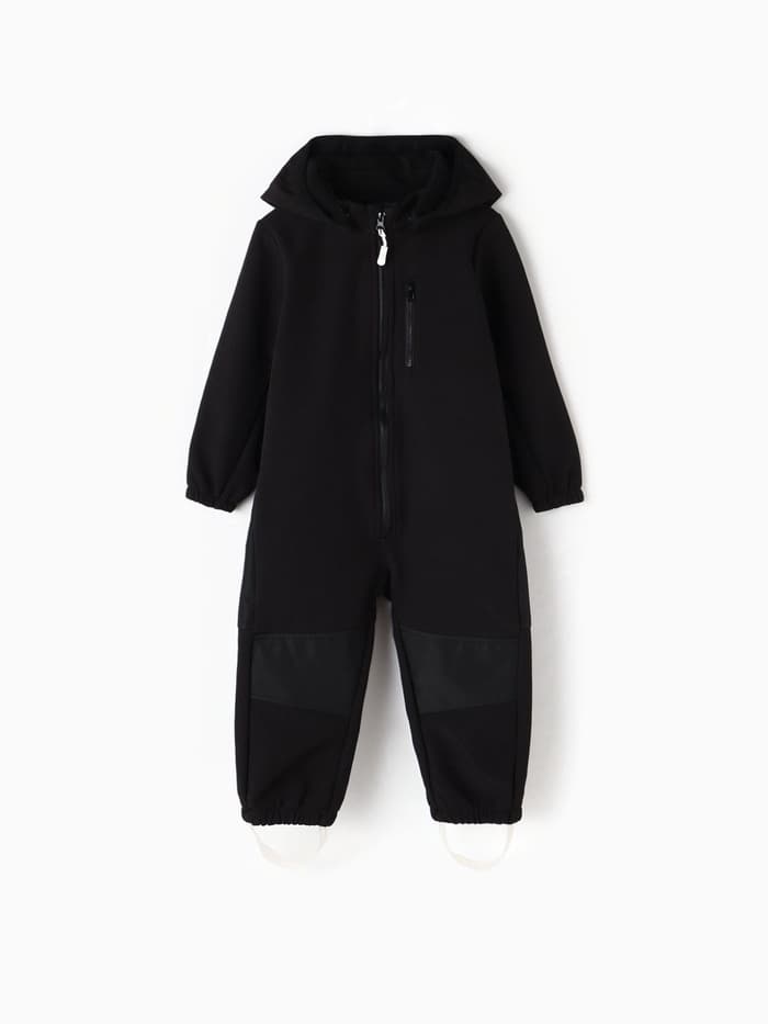 Комбинезон демисезонный для мальчиков MINAKU из Softshell на флисе, непромокаемый, чёрный, рост 116 см