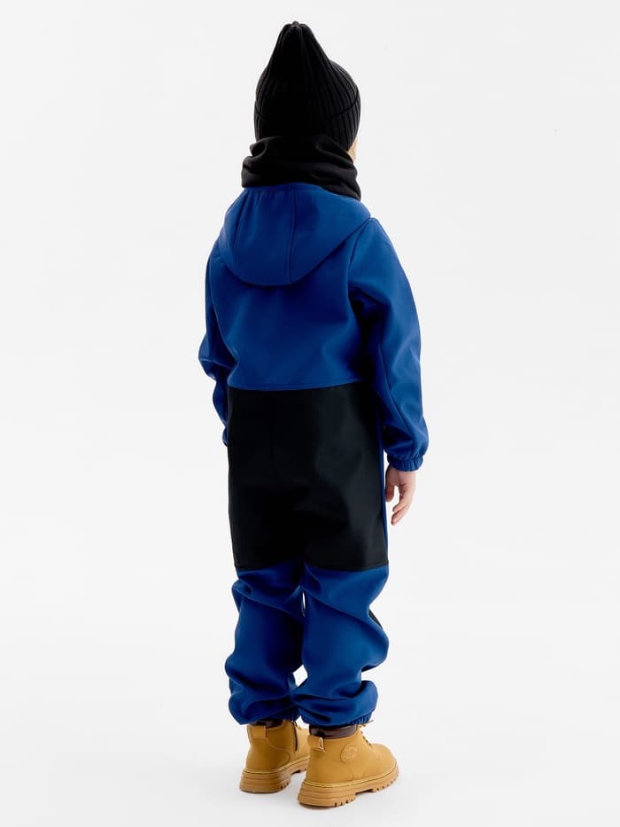 Комбинезон демисезонный для мальчиков MINAKU из Softshell на флисе, непромокаемый, тёмно-синий, рост 110 см