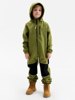 Комбинезон демисезонный для мальчиков MINAKU из Softshell на флисе, непромокаемый, оливковый, рост 110 см