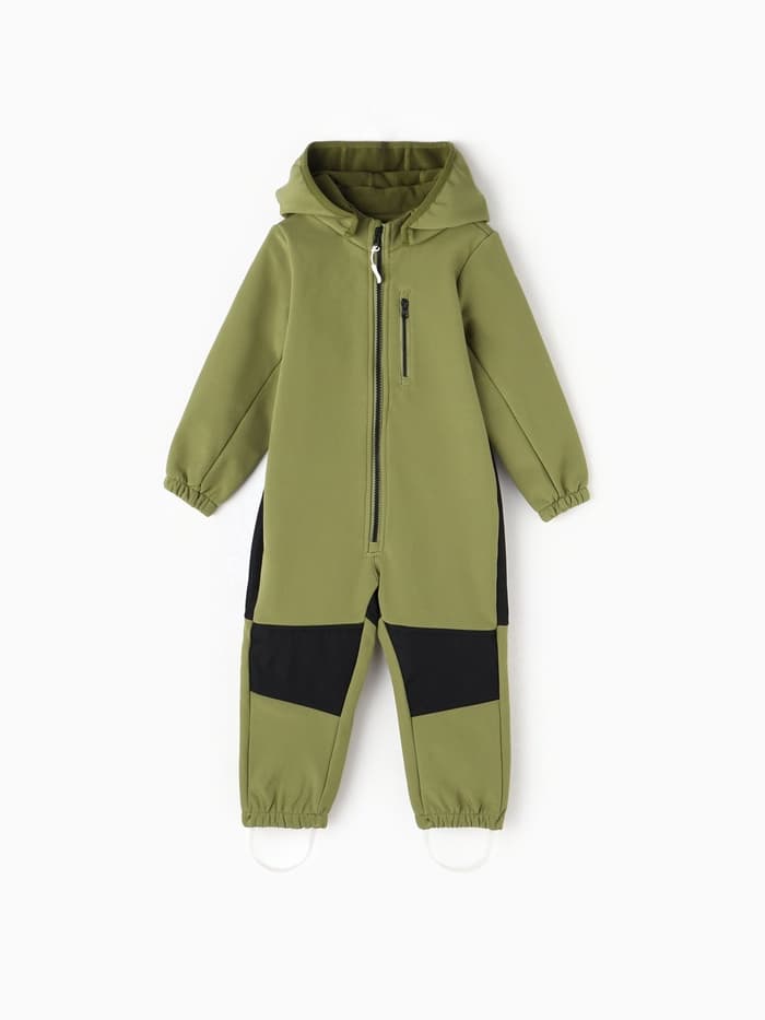 Комбинезон демисезонный для мальчиков MINAKU из Softshell на флисе, непромокаемый, оливковый, рост 122 см