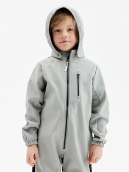 Комбинезон демисезонный для мальчиков MINAKU из Softshell на флисе, непромокаемый, серый, рост 104 см