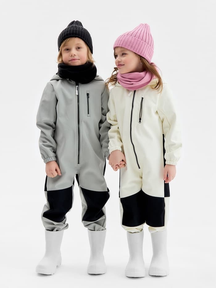 Комбинезон демисезонный для мальчиков MINAKU из Softshell на флисе, непромокаемый, серый, рост 104 см