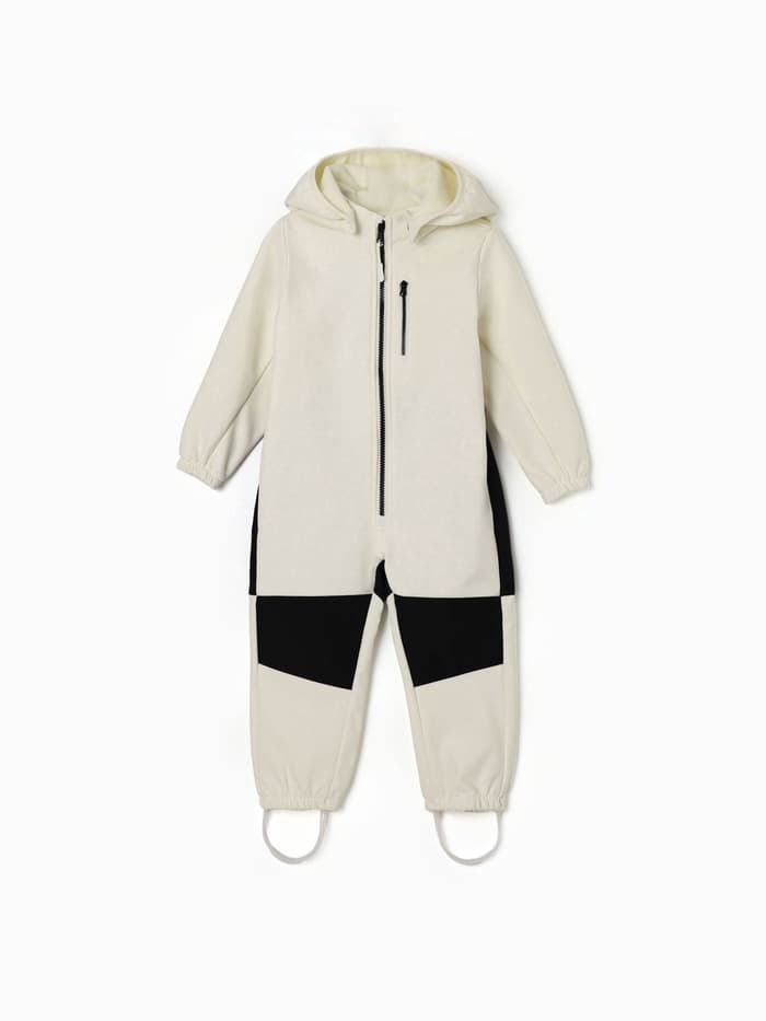 Комбинезон для девочки на флисе MINAKU: Softshell, непромокаемый, светло-серый, рост 92 см