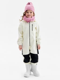 Комбинезон для девочки на флисе MINAKU: Softshell, непромокаемый, светло-серый, рост 128 см