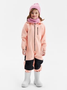 Комбинезон для девочки MINAKU: Softshell на флисе, непромокаемый, персиковый, рост 122 см
