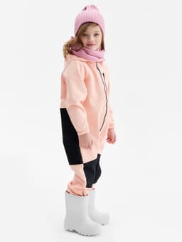 Комбинезон для девочки MINAKU: Softshell на флисе, непромокаемый, персиковый, рост 128 см