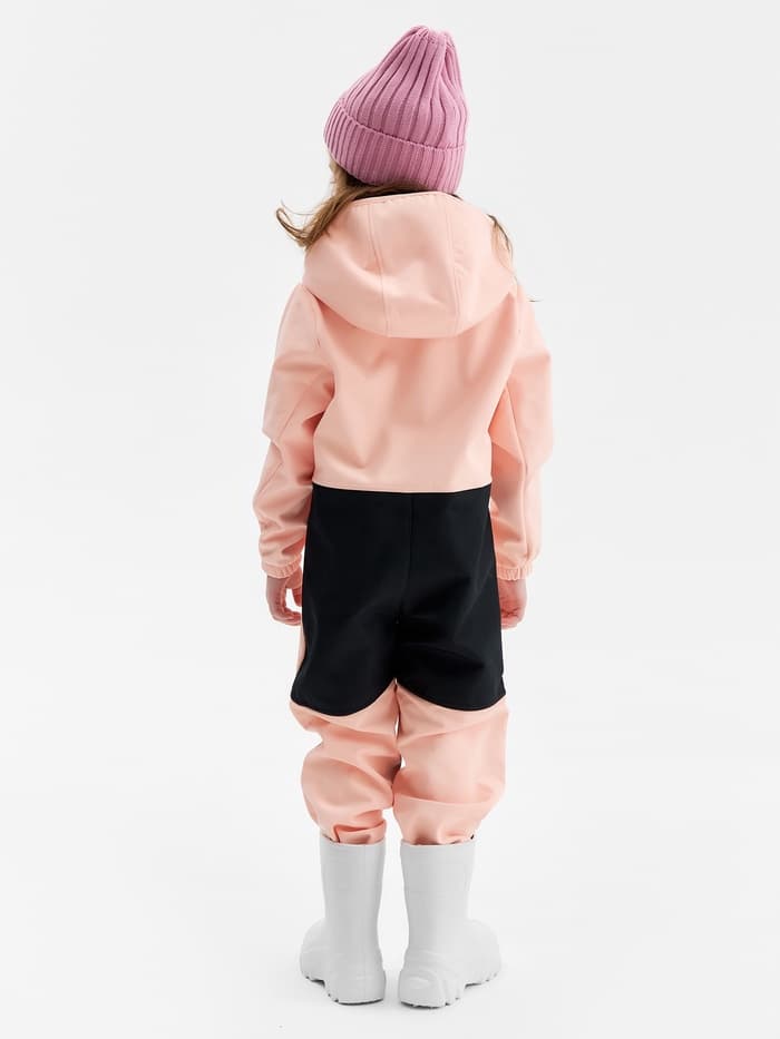 Комбинезон для девочки MINAKU: Softshell на флисе, непромокаемый, персиковый, рост 128 см