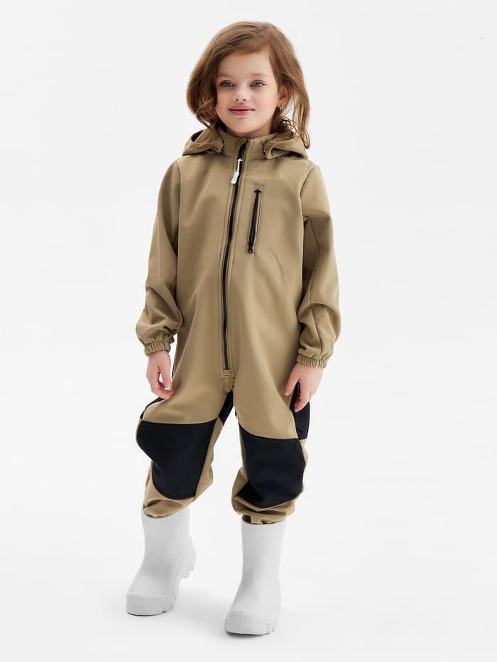 Комбинезон для девочки MINAKU: Softshell на флисе, непромокаемый, цвет хаки, рост 110 см