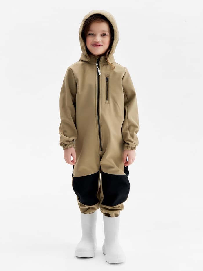 Комбинезон для девочки MINAKU: Softshell на флисе, непромокаемый, цвет хаки, рост 110 см