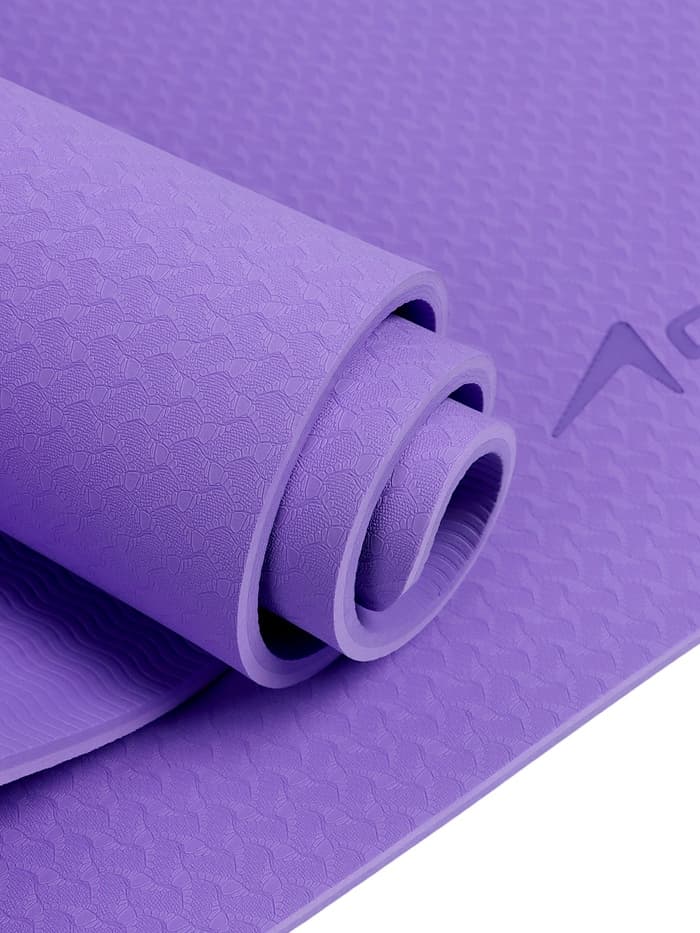 Коврик для фитнеса и йоги ONLYTOP, 183×61×0.8 см, фиолетовый/тёмно-фиолетовый