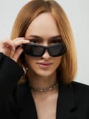 Очки солнцезащитные спортивные, uv 400, ширина 14.1 см, дужка 14.3 см, высота 5.3 см, чёрный