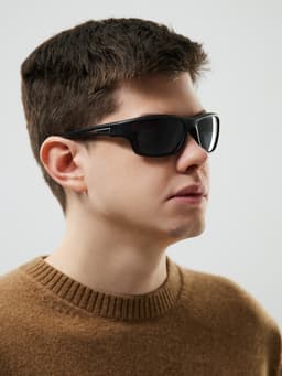 Очки солнцезащитные спортивные, uv 400, ширина 14.1 см, дужка 14.3 см, высота 5.3 см, чёрный