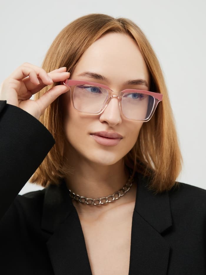 Очки для компьютера женские, имиджевые, ширина 13.8 см, дужка 13.8 см, линза 6.3×4.6 см, розовые