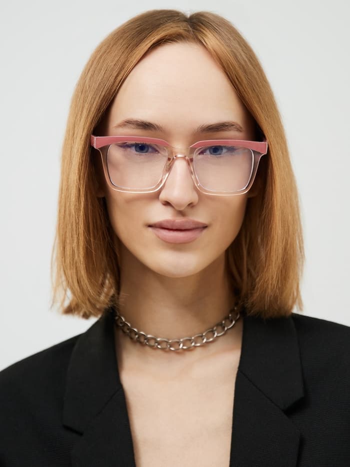 Очки для компьютера женские, имиджевые, ширина 13.8 см, дужка 13.8 см, линза 6.3×4.6 см, розовые