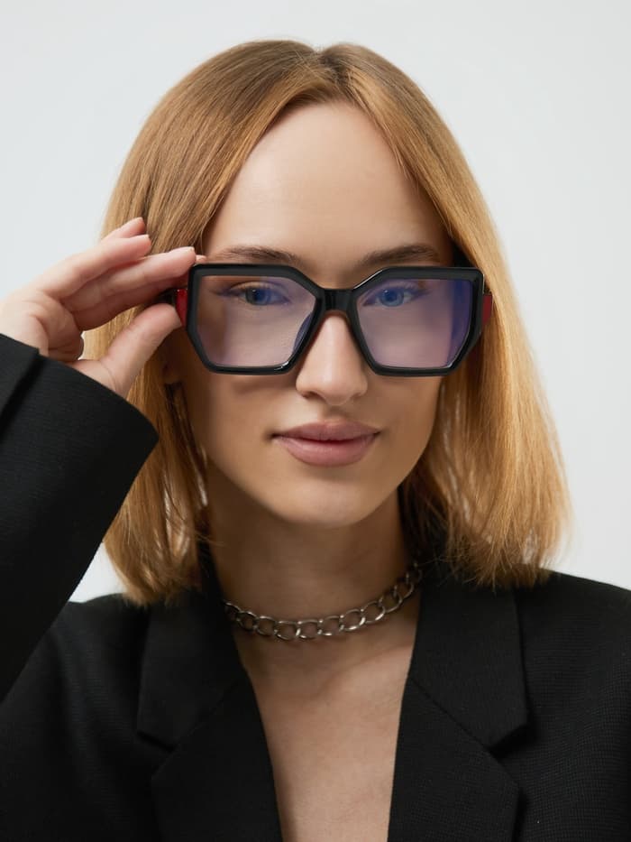 Очки для компьютера, имиджевые, ширина 14.3 см, дужка 14.5 см, линза 6.4×5.1 см