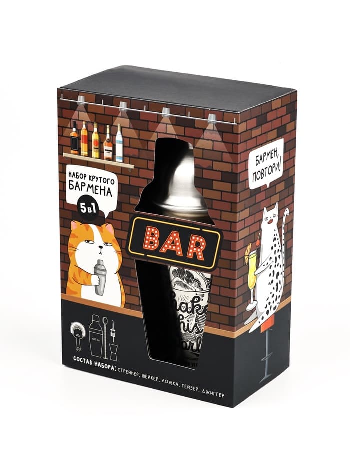 Набор для приготовления коктейлей «Бармен, повтори», 5 предметов
