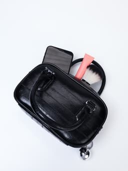 Сумка женская саквояж на молнии, 20×9×12 см, чёрная