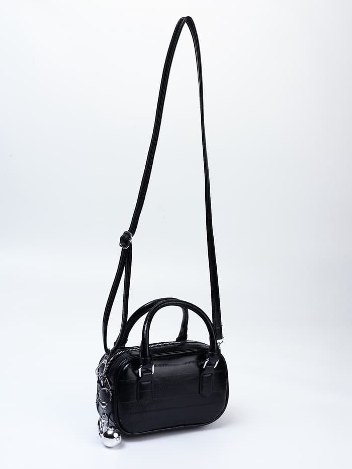 Сумка женская саквояж на молнии, 20×9×12 см, чёрная