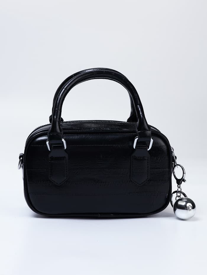 Сумка женская саквояж на молнии, 20×9×12 см, чёрная