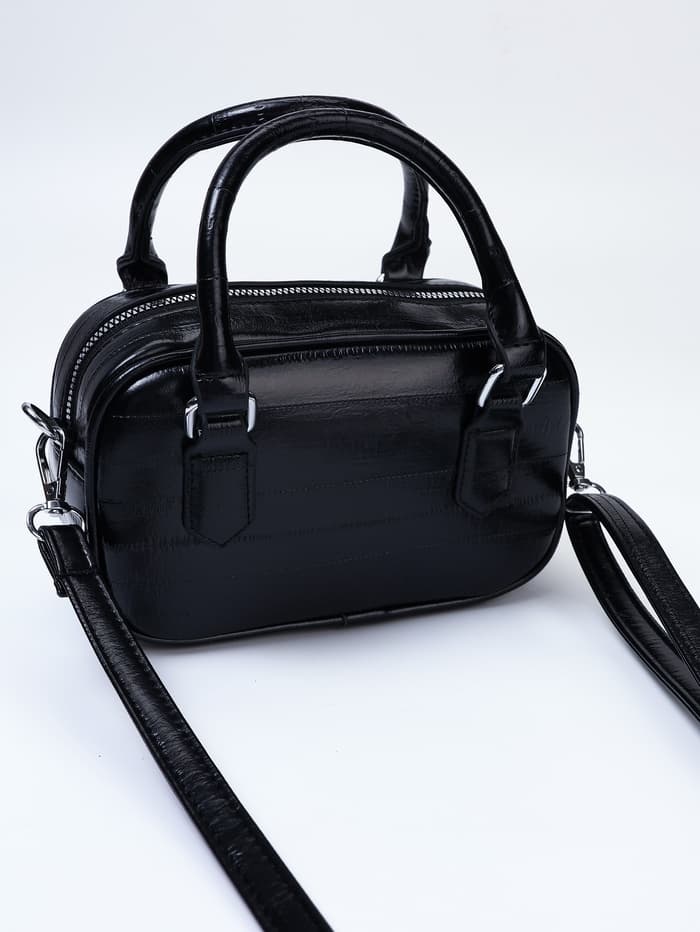 Сумка женская саквояж на молнии, 20×9×12 см, чёрная