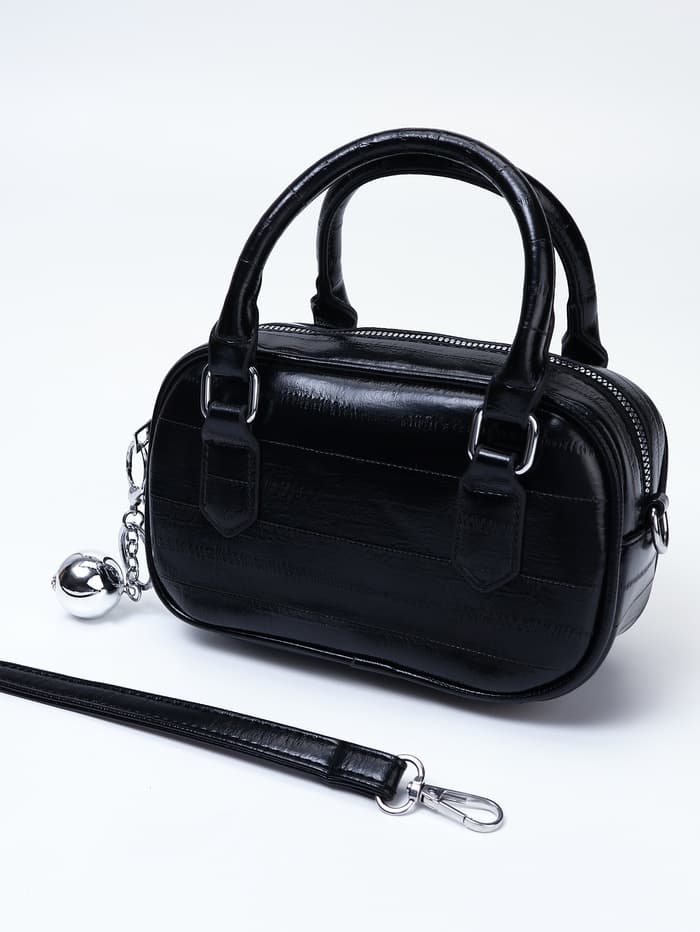 Сумка женская саквояж на молнии, 20×9×12 см, чёрная