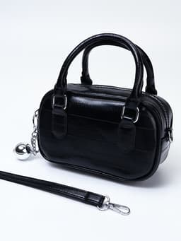 Сумка женская саквояж на молнии, 20×9×12 см, чёрная