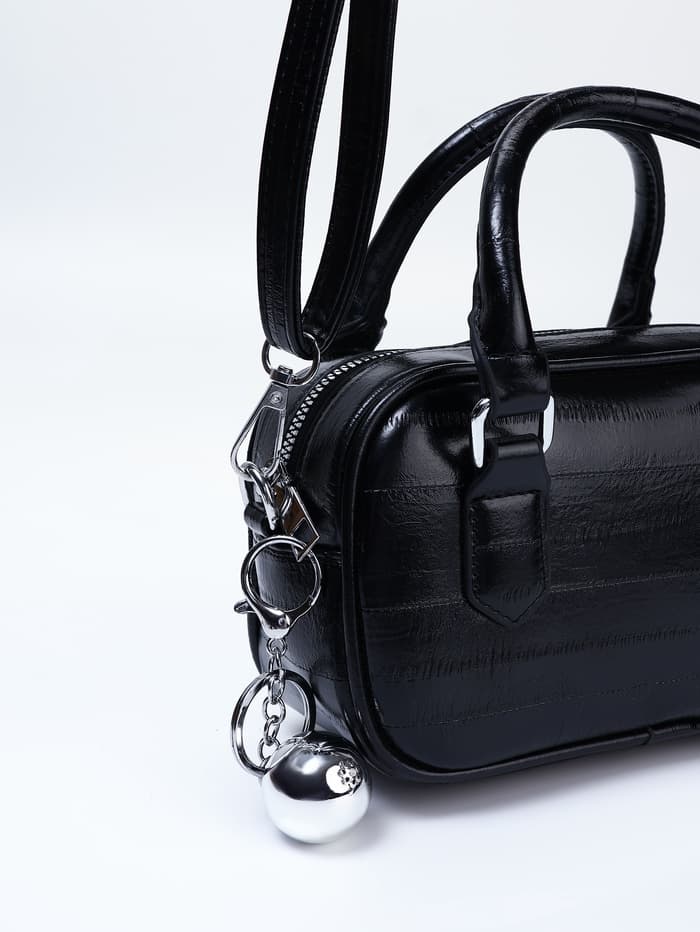 Сумка женская саквояж на молнии, 20×9×12 см, чёрная