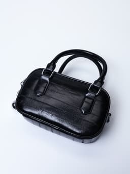 Сумка женская саквояж на молнии, 20×9×12 см, чёрная