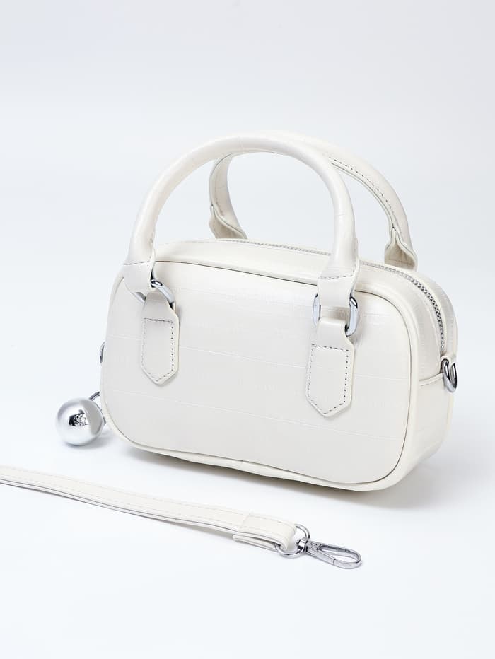 Сумка женская саквояж на молнии, 20×9×12 см, белая