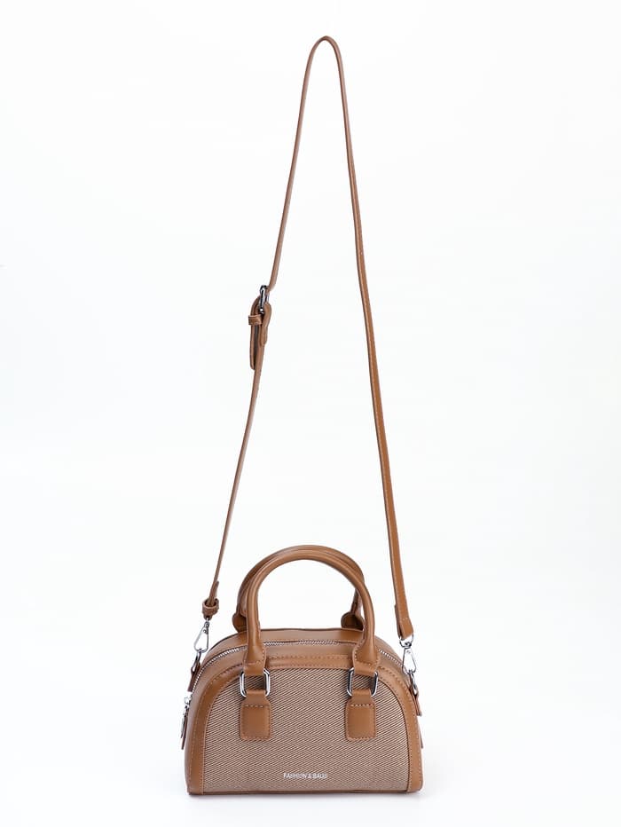 Сумка женская саквояж на молнии, 22×7×14 см, коричневая