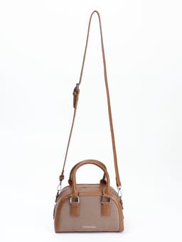 Сумка женская саквояж на молнии, 22×7×14 см, коричневая