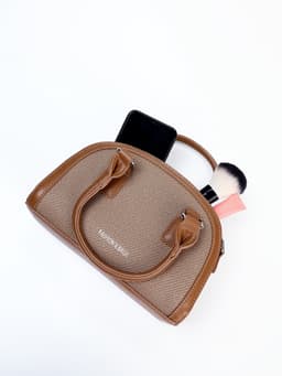 Сумка женская саквояж на молнии, 22×7×14 см, коричневая