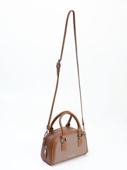 Сумка женская саквояж на молнии, 22×7×14 см, коричневая