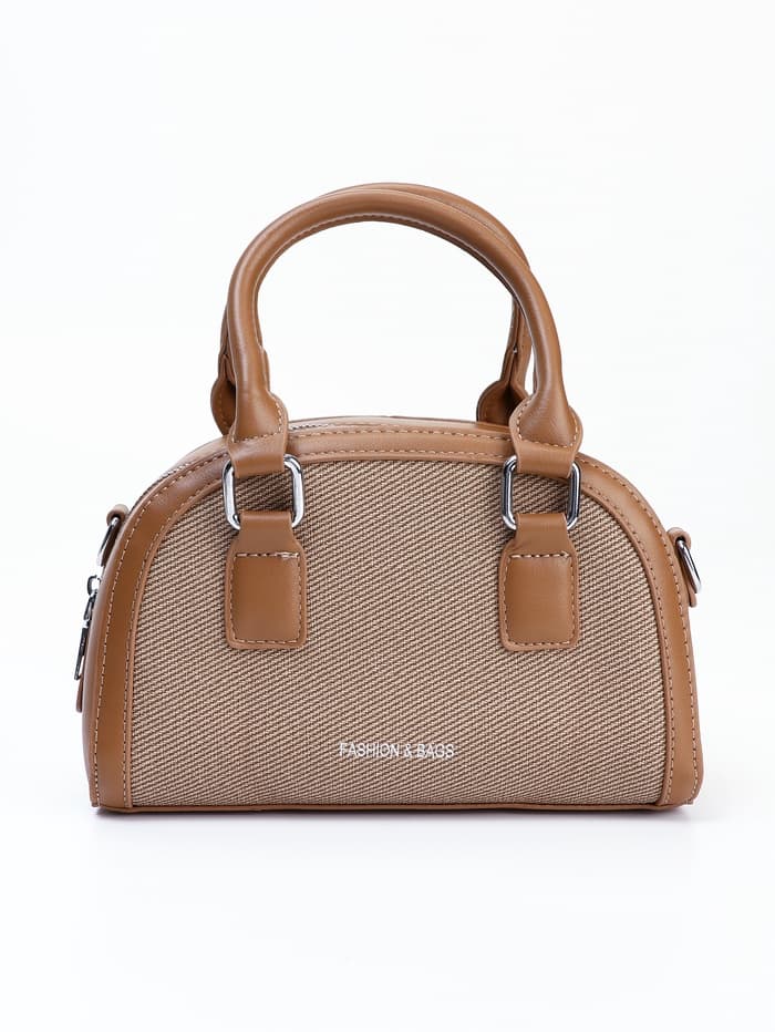 Сумка женская саквояж на молнии, 22×7×14 см, коричневая