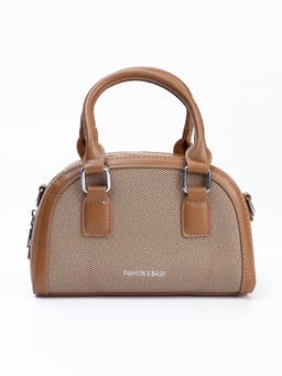 Сумка женская саквояж на молнии, 22×7×14 см, коричневая